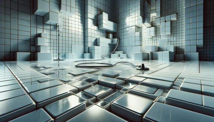 A gleaming tiled room with revitalized grout, showcasing uniform colour and no stains, reflecting professional cleaning techniques and specialized equipment in use.
