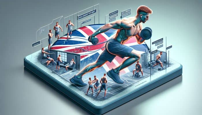 A beginner in the UK doing HIIT with short intervals, increasing intensity, using a 1:2 ratio, with warm-up and cool-down in a gym.