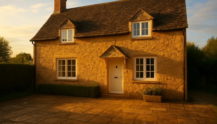 Sunlit Nether Compton cottage thriving in sunlight with gleaming windows and fresh linens post thorough cleaning.